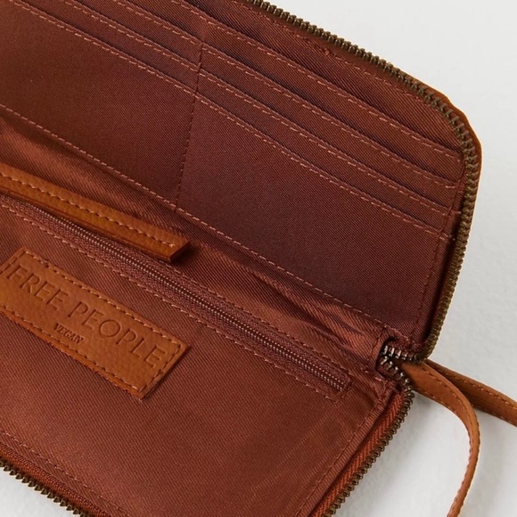 Free People Distressed Vegan Brown Wallet Wristlet - Picture 5 of 11